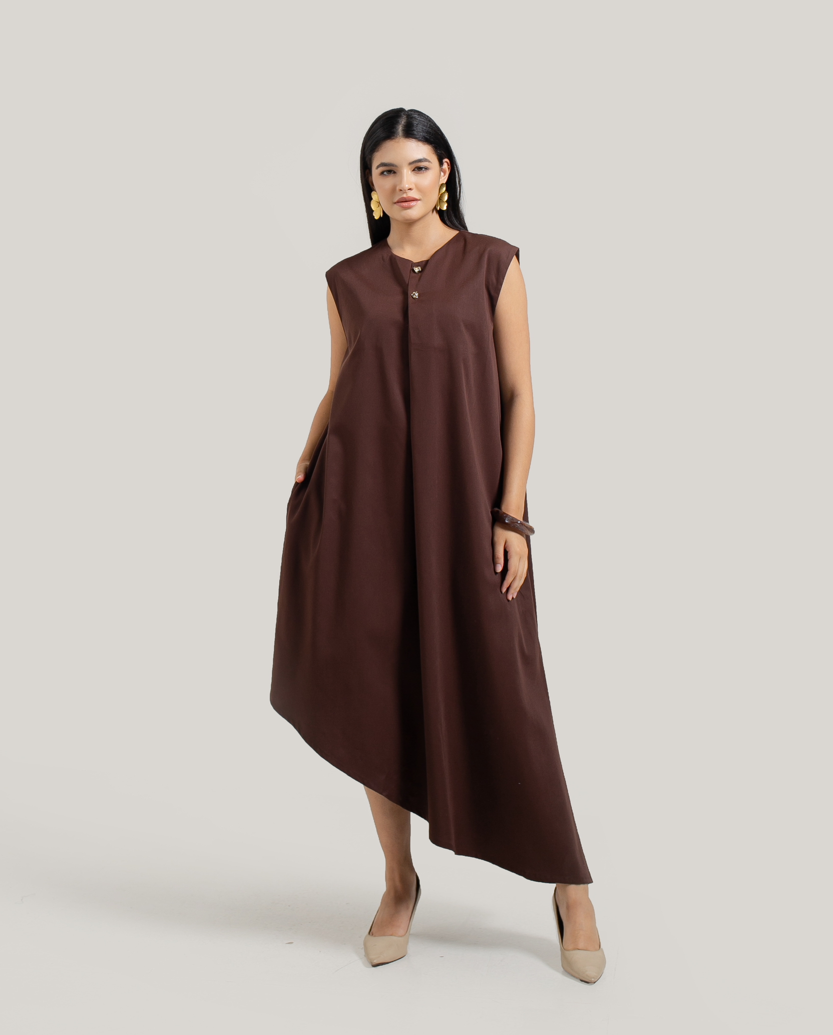 (AU25-13) Sleeveless Asymmetric Dress