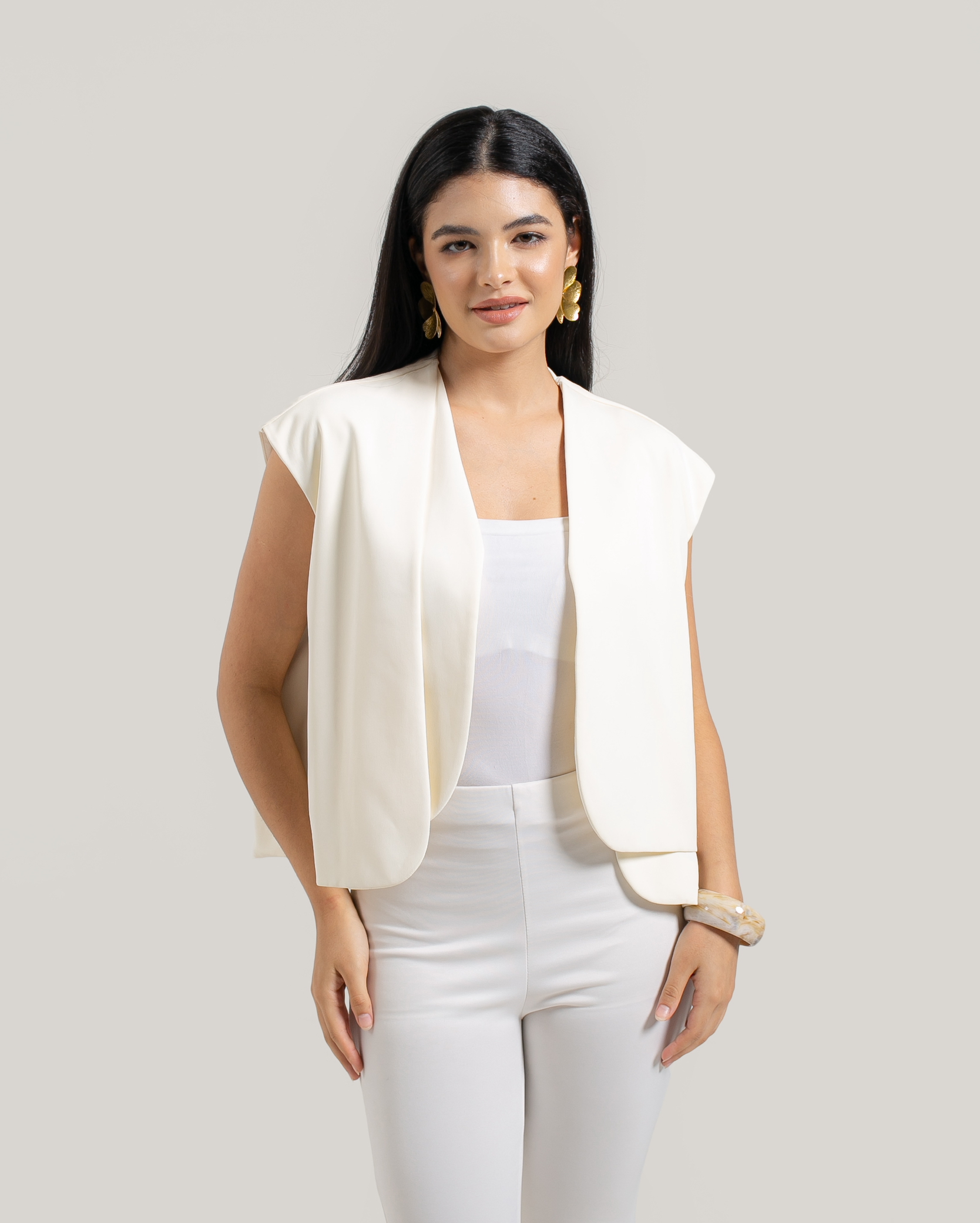 (S125-15) Asymmetrival Ivory Vest