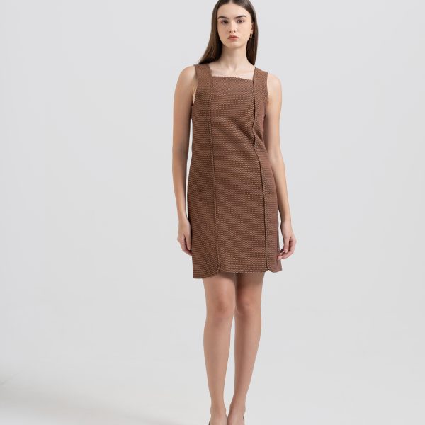 (S125-37) Brown Tweed Dress
